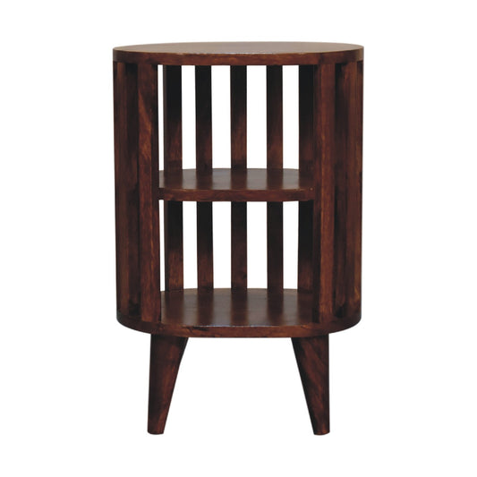 Ariella Double Open Shelf Solid Mango Wood Bedside Chestnut