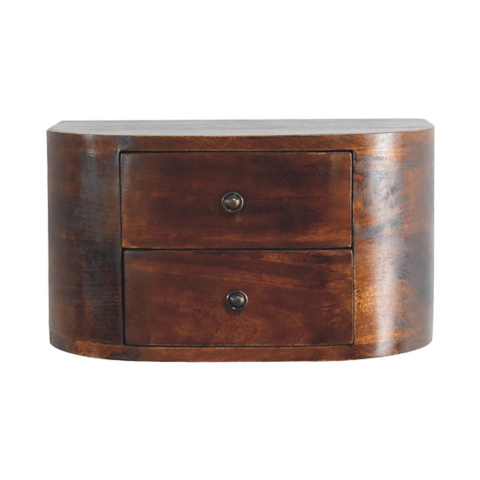 Floating Wall Mounted 2 Drawer Bedside Nightstand Solid Wood