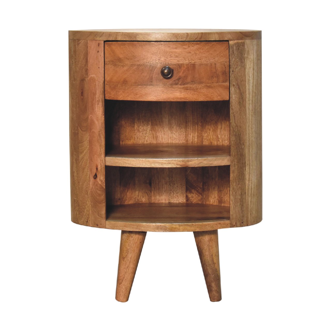 Cortez Open Shelf Solid Mango Wood Bedside Table Natural Oak