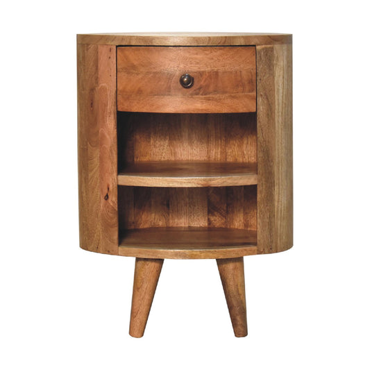 Cortez Open Shelf Solid Mango Wood Bedside Table Natural Oak