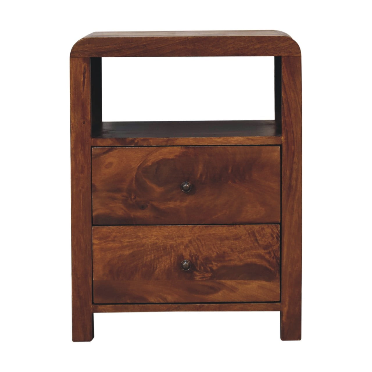 Aspen Open Shelf Solid Mango Wood Bedside Table Natural Oak