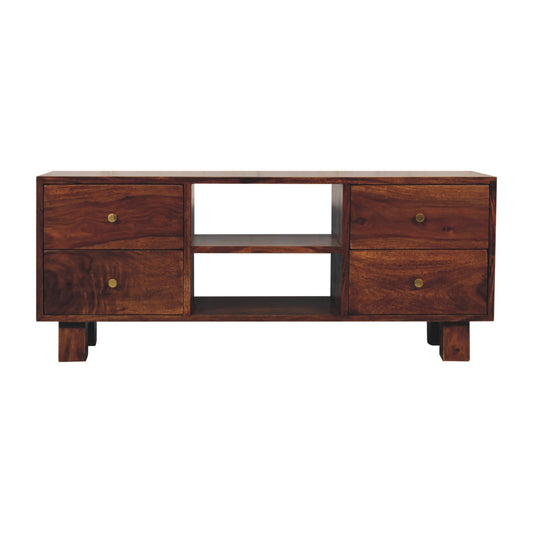 Tula Wide TV Media Unit Solid Mango Wood Natural Oak