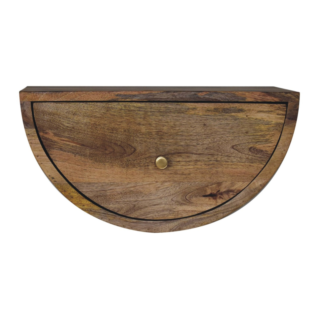 Crescent Wall Mounted Floating Bedside Shelf Solid Wood Natural