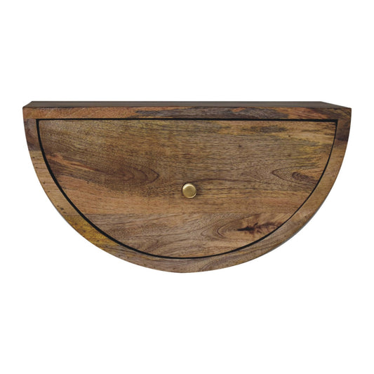 Crescent Wall Mounted Floating Bedside Shelf Solid Wood Natural