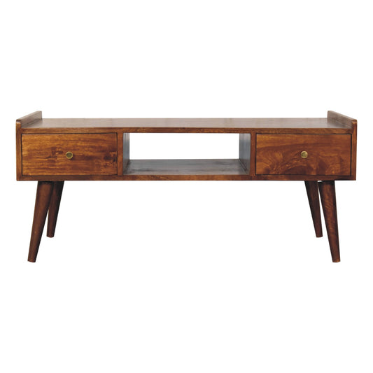 Elevated Raised Leg TV Media Unit Chestnut Solid Mango Wood