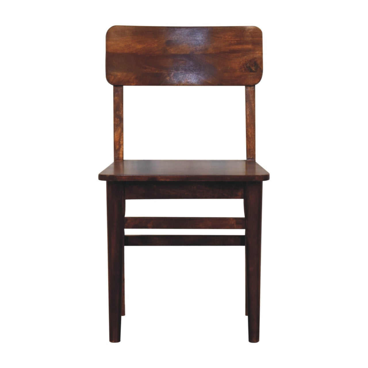 Classic Chestnut Solid Mango Wood Dining Chair with Back Rail