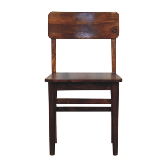 Classic Chestnut Solid Mango Wood Dining Chair with Back Rail
