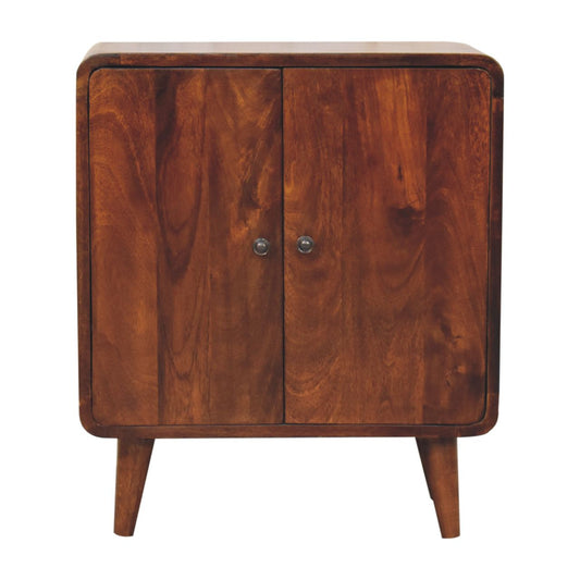 Compact Classic Chestnut 2 Drawer Solid Mango Wood Cabinet