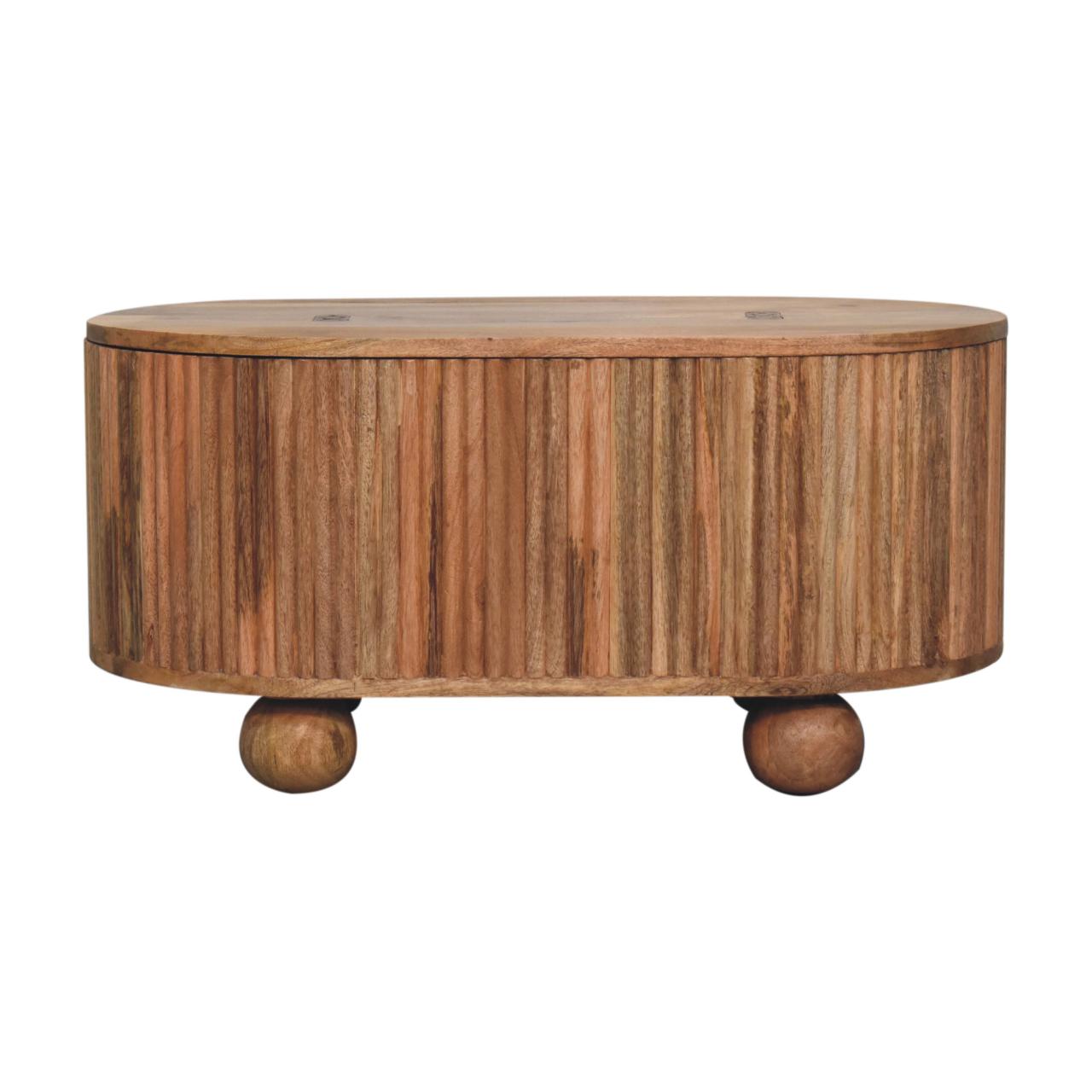 Soba Ball Lift-Lid Storage Coffee Table Solid Mango Wood
