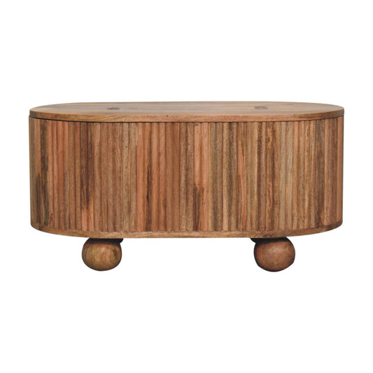 Soba Ball Lift-Lid Storage Coffee Table Solid Mango Wood