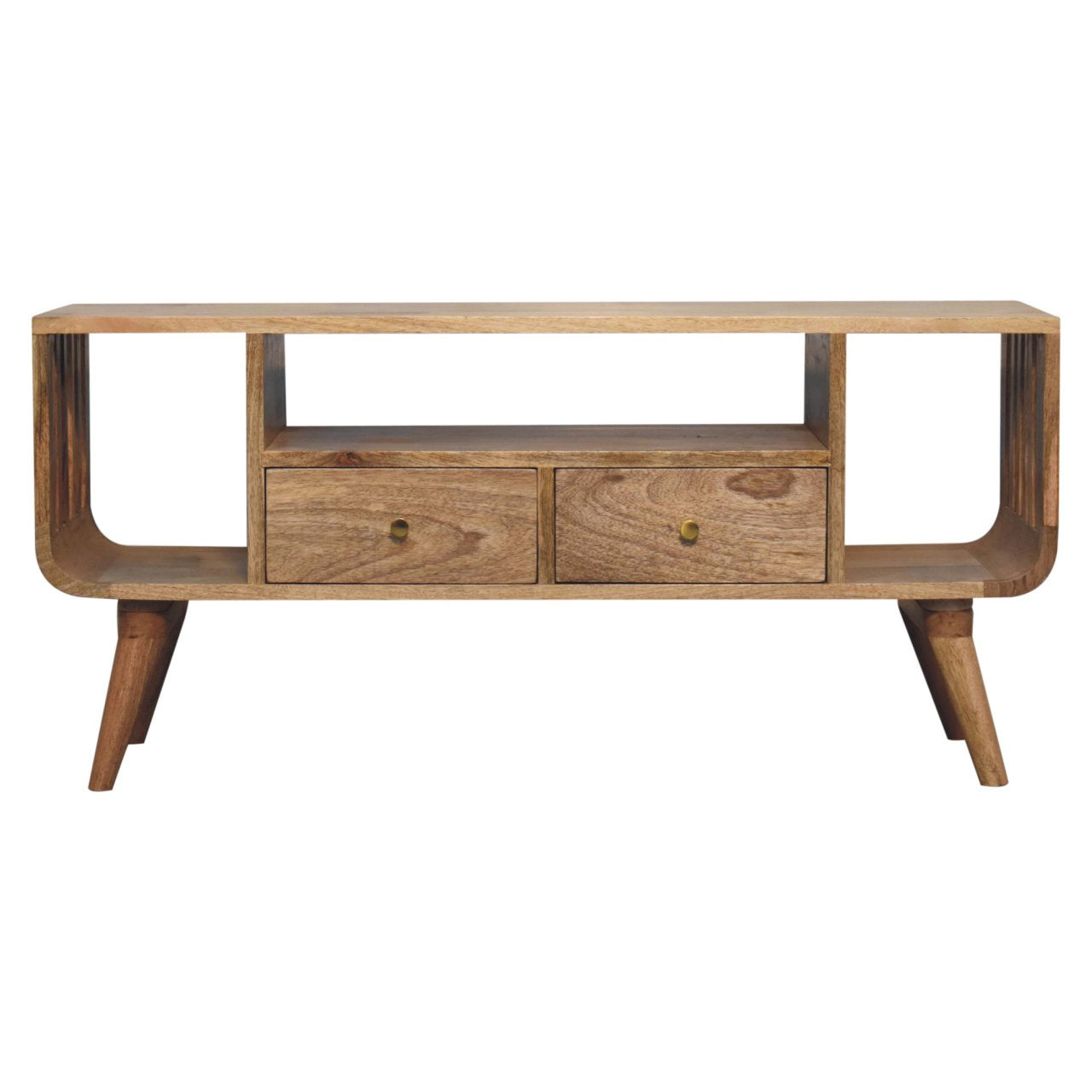Soba Wide Nordic Multi Shelf TV Media Unit Solid Mango Wood