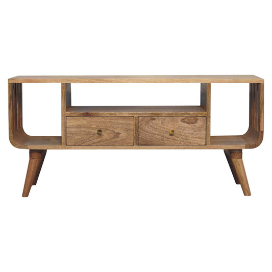 Soba Wide Nordic Multi Shelf TV Media Unit Solid Mango Wood