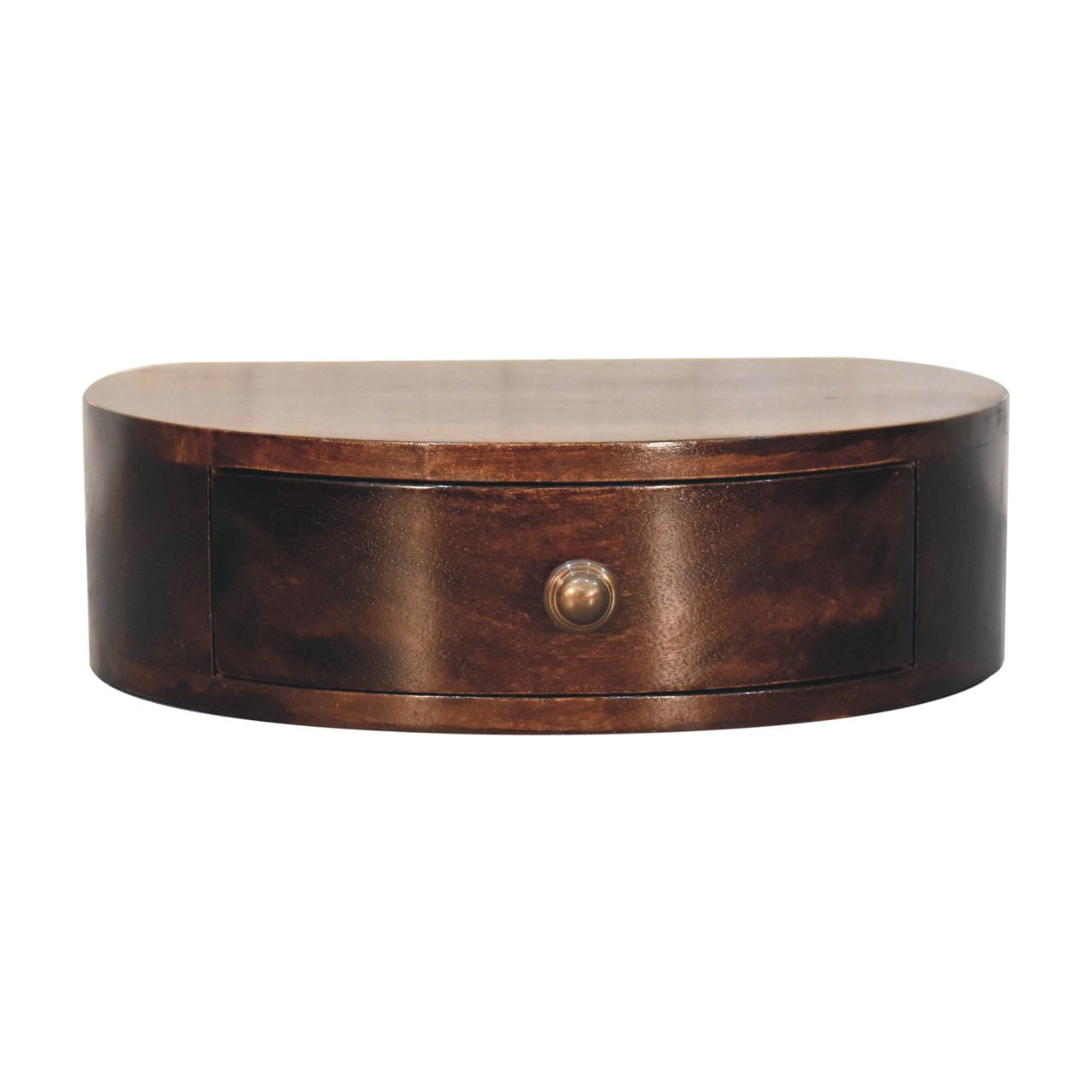 California Walnut Wall Mounted Rounded Bedside Shelf Solid Wood