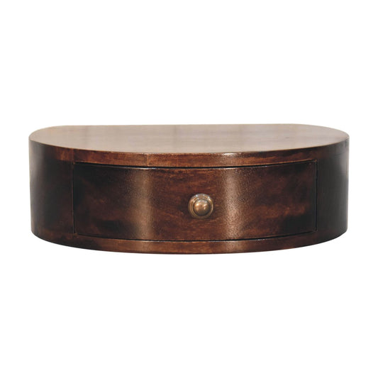 California Walnut Wall Mounted Rounded Bedside Shelf Solid Wood