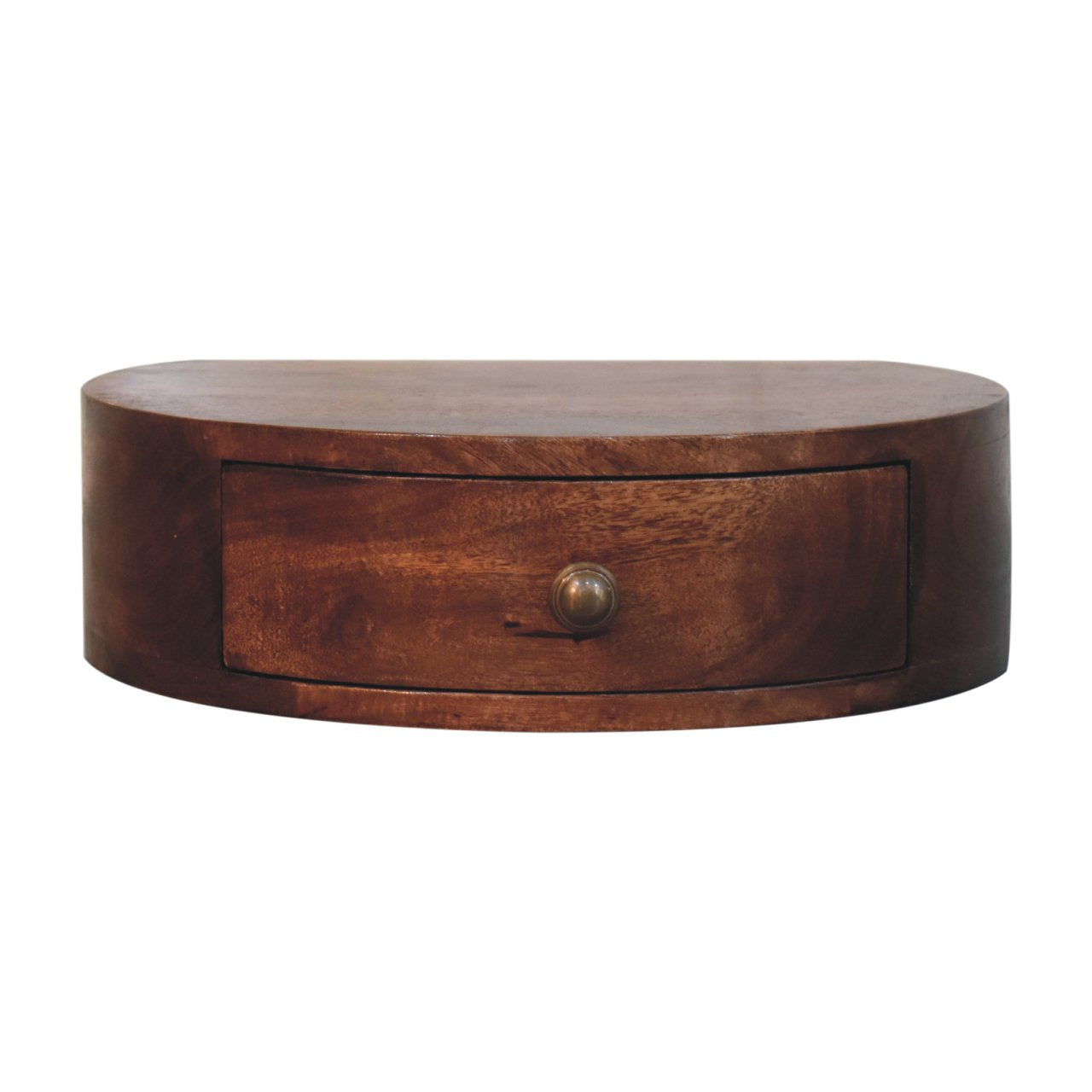 Honey Caramel Wall Mounted Rounded Floating Bedside Shelf Natural