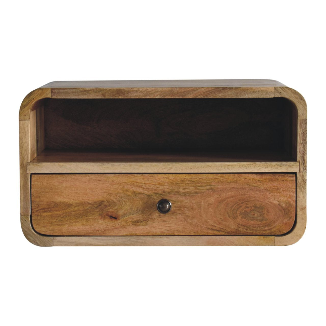 Wall Mounted Oak Floating Bedside Shelf with Upper Open Slot