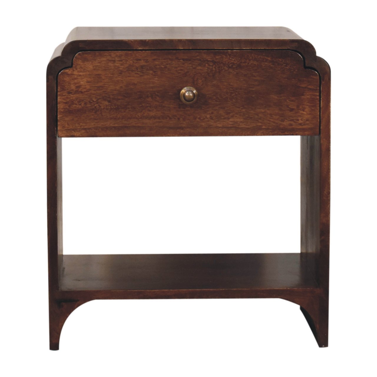 California Walnut Open Newton Solid Mango Wood Bedside Table