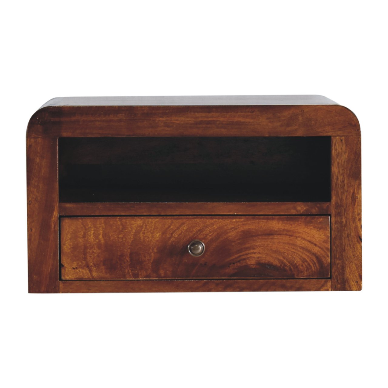 Chunky Wall Mounted 1 Drawer Floating Nightstand Solid Wood Chestnut