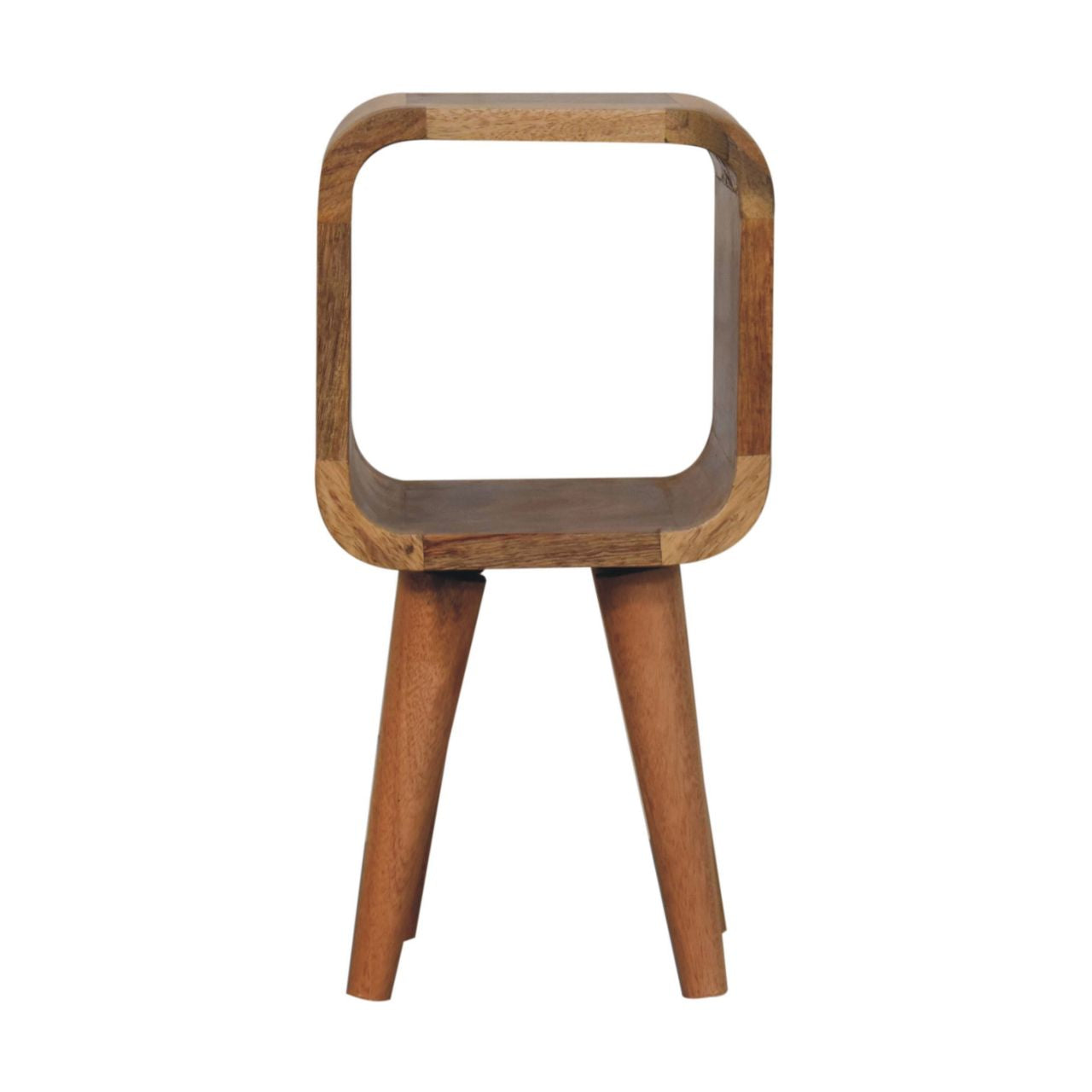 Extra Compact Minimalist Curved Open Solid Mango Wood Bedside Oak