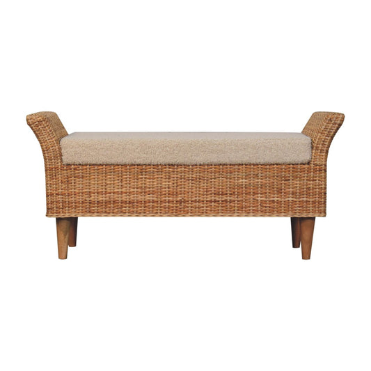 Woven Rattan Riviera Upholstered Hallway Bench Natural