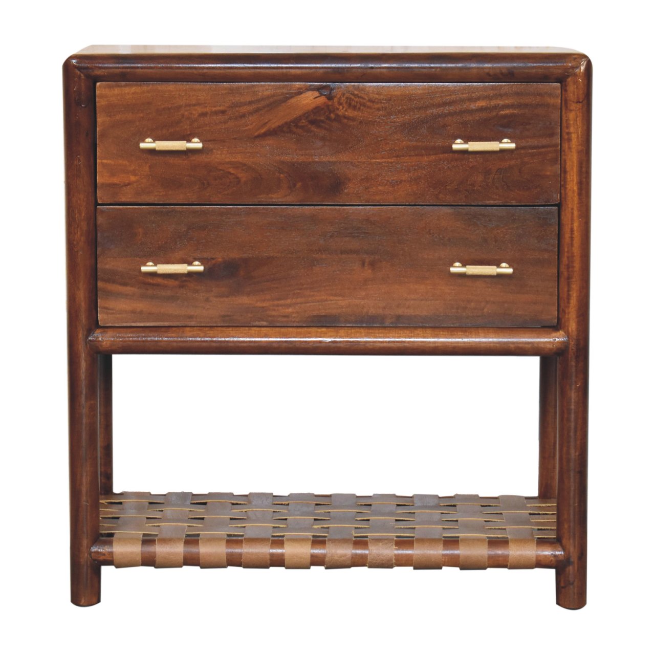 Regency Woven Front 2 Drawer Tall Bedside Nightstand Tan