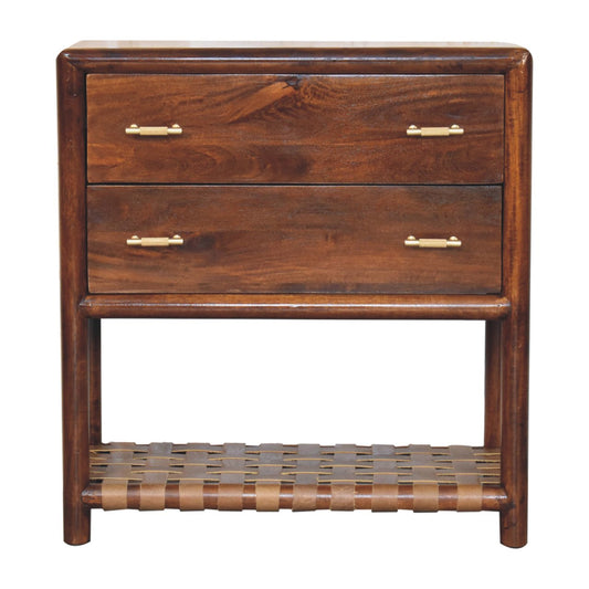 Regency Woven Front 2 Drawer Tall Bedside Nightstand Tan