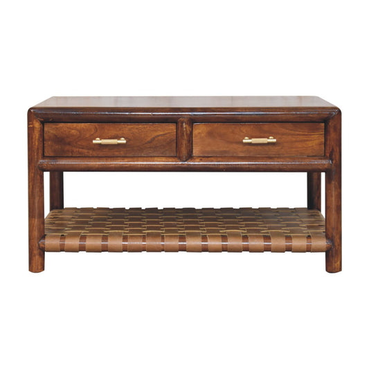 Regency Woven Front 4 Drawer Coffee Table Hidden Storage