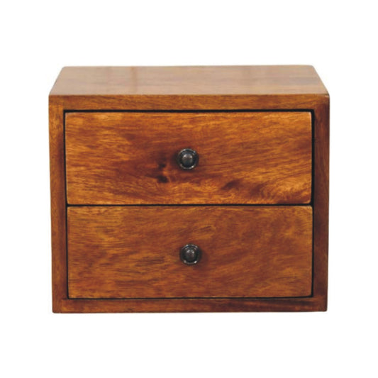 Solis Wall Mounted Solid Wood 2 Drawer Floating Nightstand Chestnut