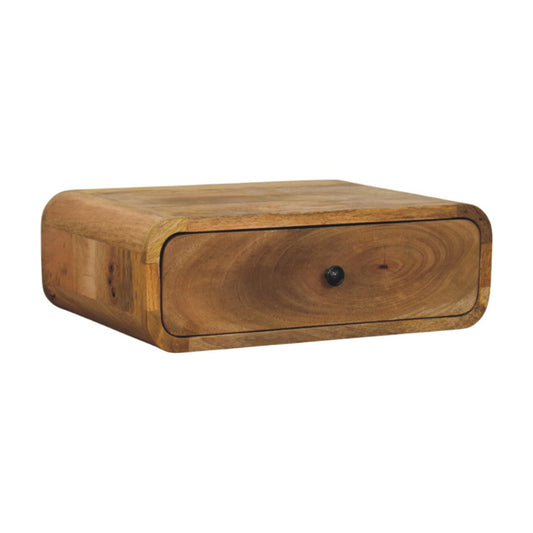 Avora Wall Mounted Solid Wood 1 Drawer Bedside Nightstand Oak