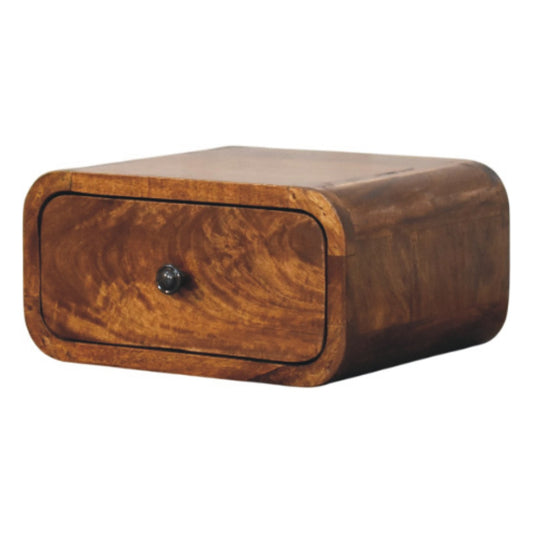 Avora Compact Wall Mounted Solid Wood 1 Drawer Nightstand Chestnut