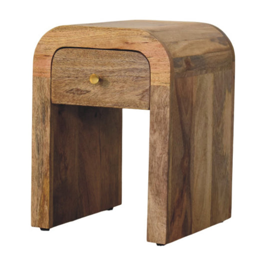Compact Darcy Oak Curved Edge Solid Wood Bedside Nightstand