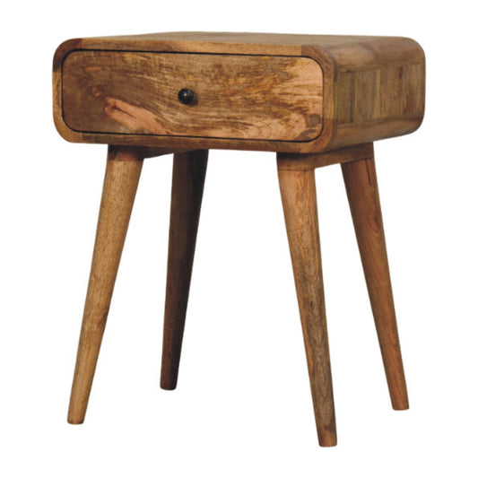 Avora 1 Drawer Open Shelf Solid Mango Wood Bedside Table Oak