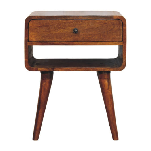 Avora 1 Drawer Open Slot Solid Mango Wood Bedside Chestnut