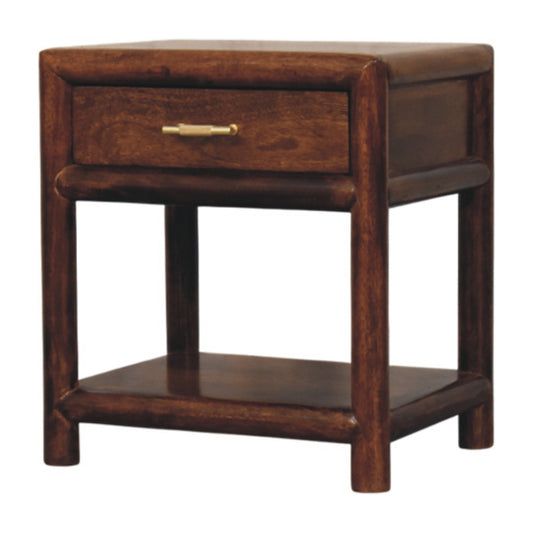 Regency Open Shelf Solid Mango Wood Bedside Table Chestnut