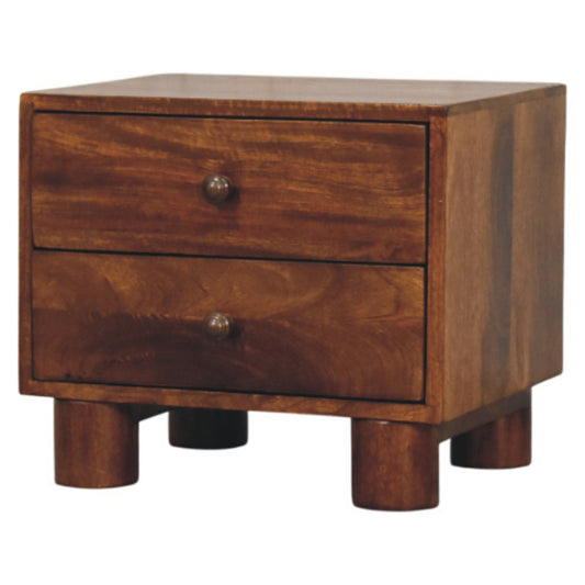 Tula 2 Drawer Solid Mango Wood Bedside Nightstand Chestnut