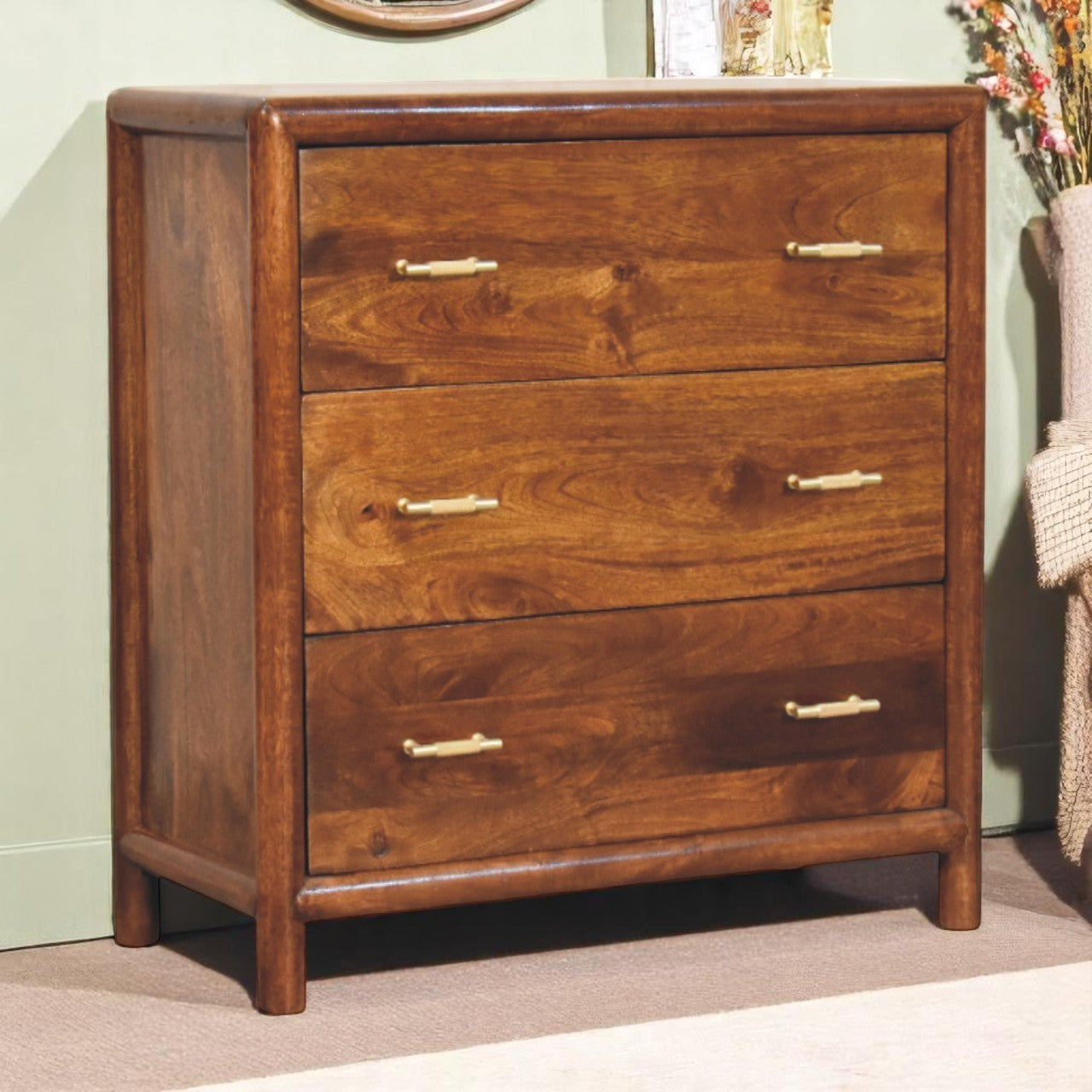 Regency 3 Drawer Chest of Drawers Solid Mango Wood Natural