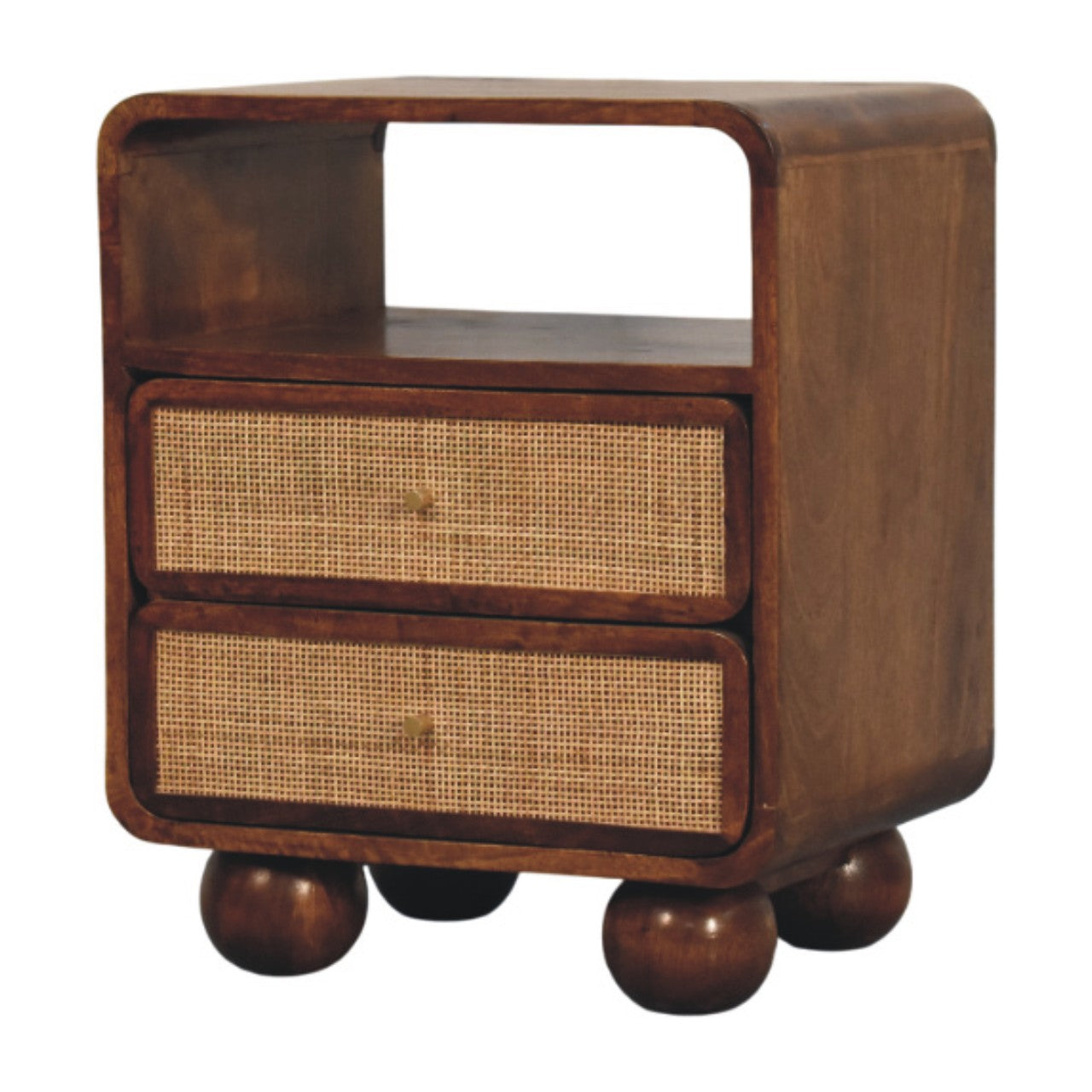 Larissa 2 Drawer Solid Mango Wood Bedside Nightstand Chestnut