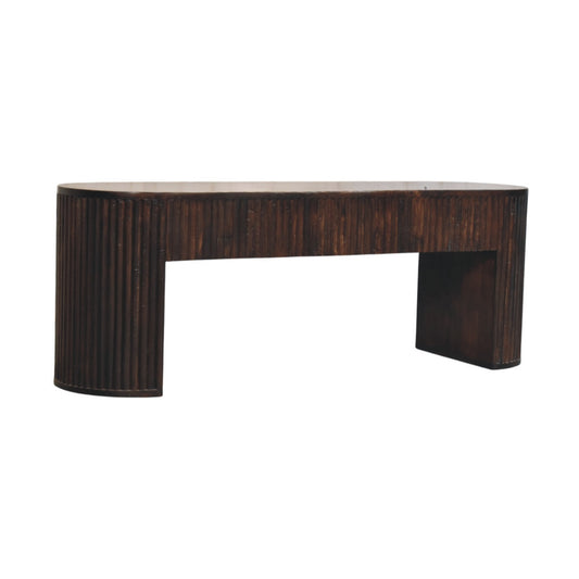 Fluted Velvet Wide Bedroom Bench Solid Frame Mocha