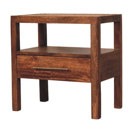 Saffron Rattan Weave Frame Bedside Table Natural Tan