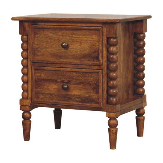 Harper Spindle Frame Open Shelf Solid Mango Wood Bedside