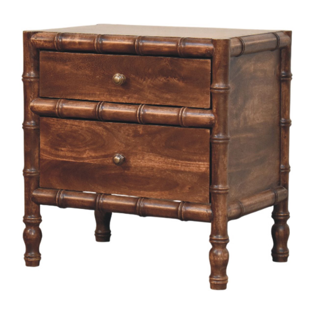 Bamboo Frame Roasted Almond Finish Solid Wood Open Nightstand