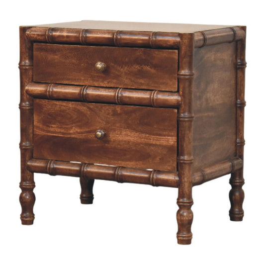 Bamboo Frame Roasted Almond Finish Solid Wood Open Nightstand