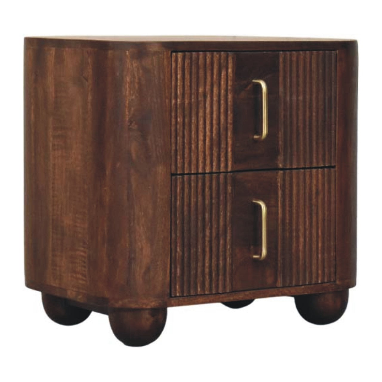 Marlowe Fluted Solid Wood Roasted Tan Bedside Nightstand