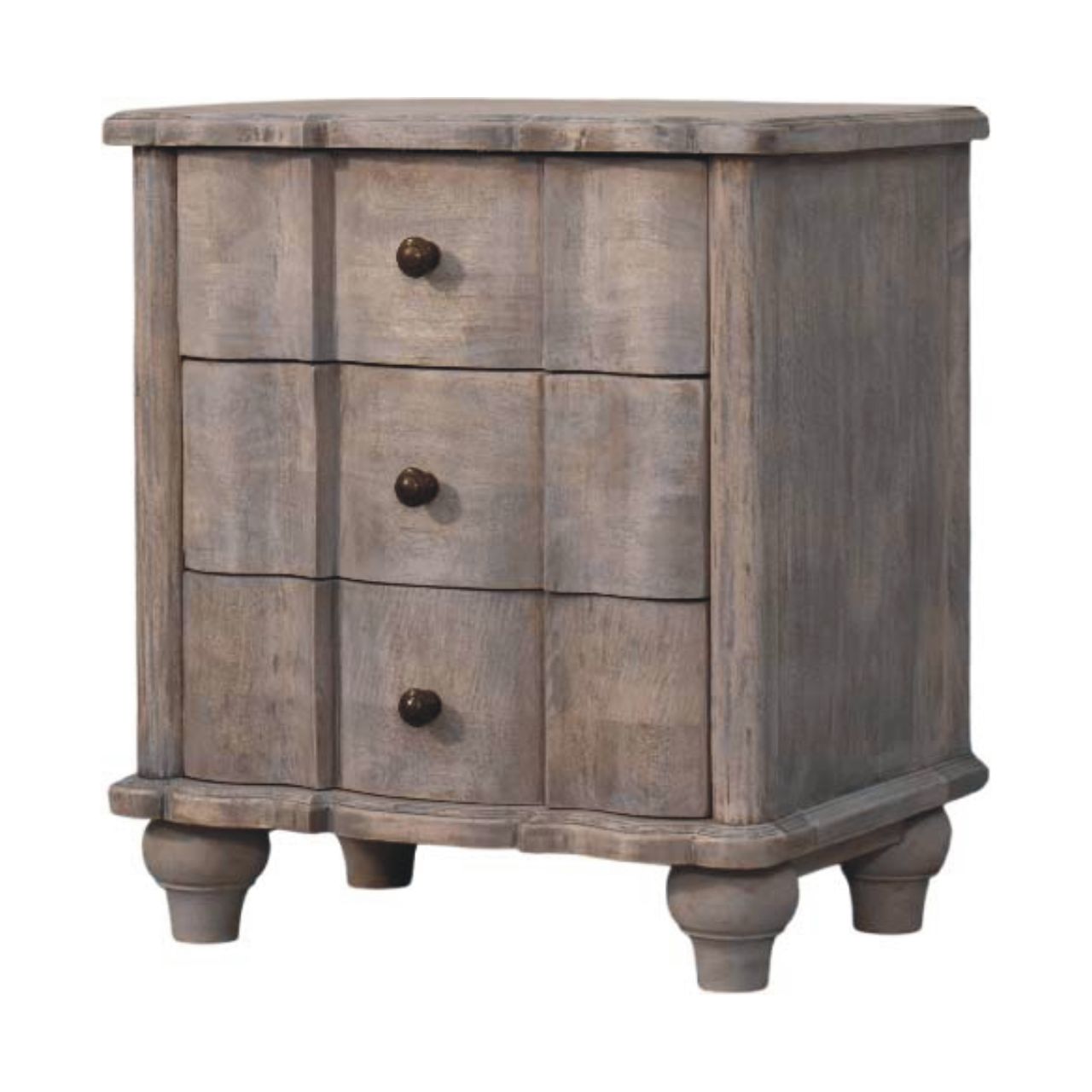 Lume Acid Washed Solid Wood Open Bedside Table Natural