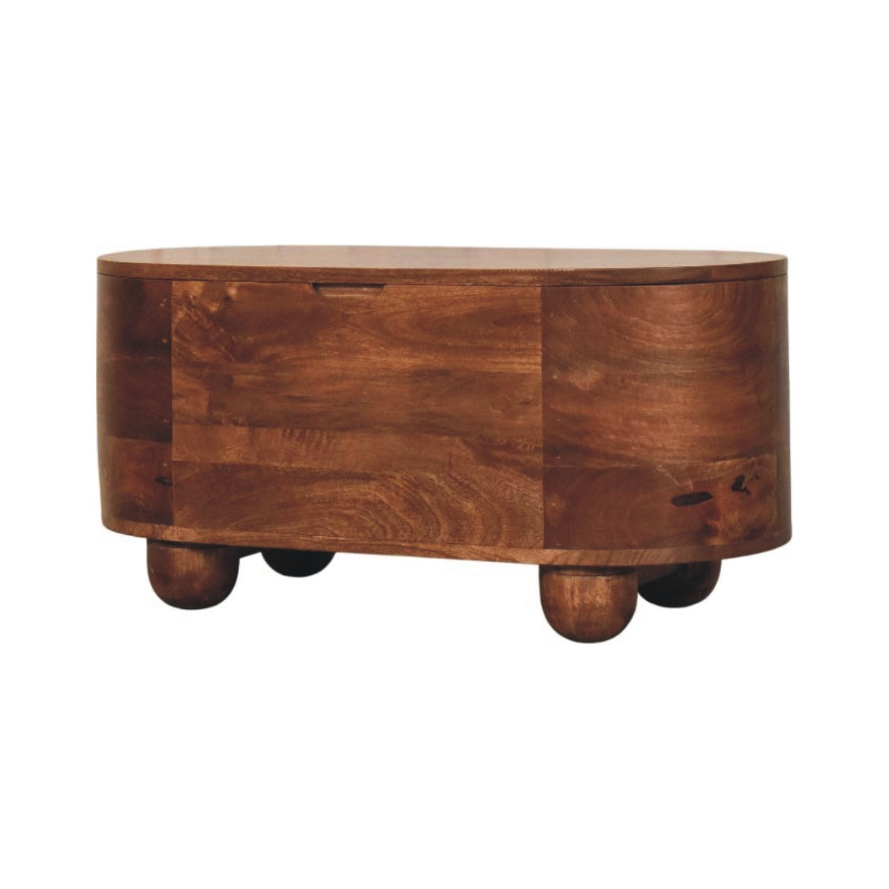 Curva Curved Solid Mango Wood Blanket Box Storage Trunk Natural