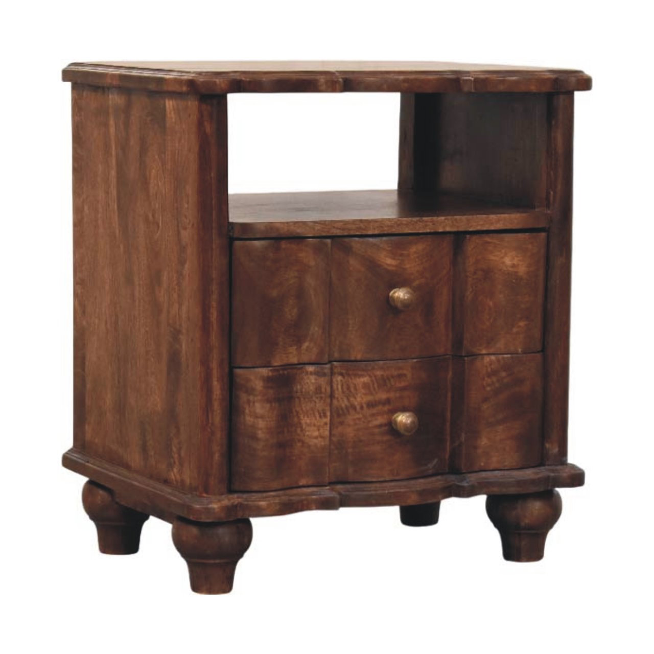 Lume Roasted Open Shelf Solid Mango Wood Bedside Table Natural