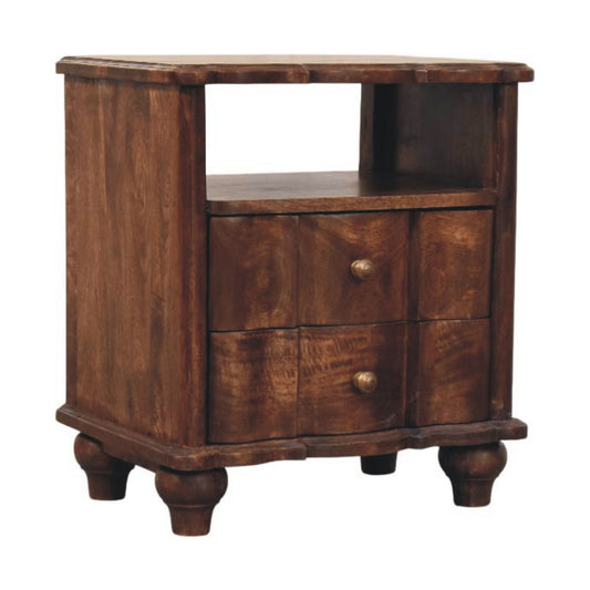 Lume Roasted Open Shelf Solid Mango Wood Bedside Table Natural