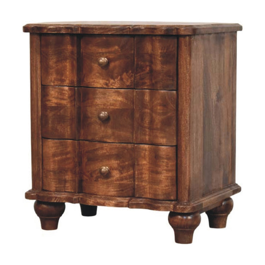 Lume Roasted Panel Solid Mango Wood Bedside Table Natural