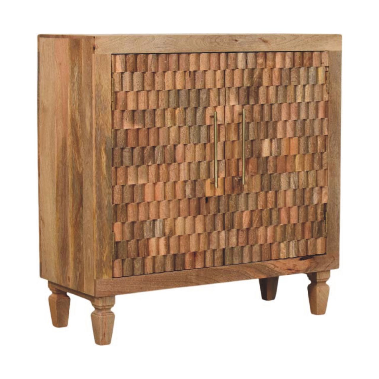 Cadiz Hand Carved Block Storage Cabinet Solid Mango Wood
