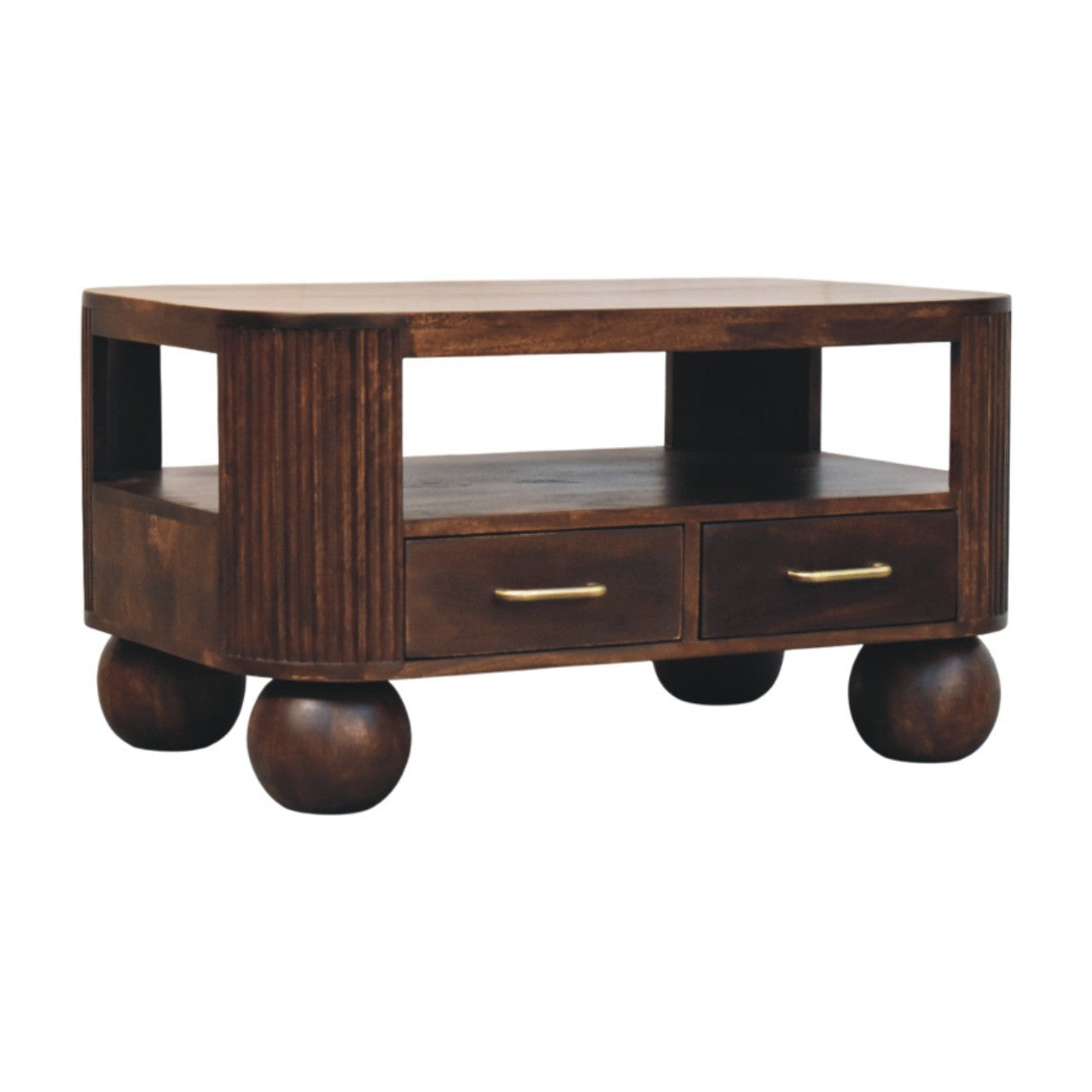 Sphere Leg Solid Mango Wood Coffee Table Living Room Natural